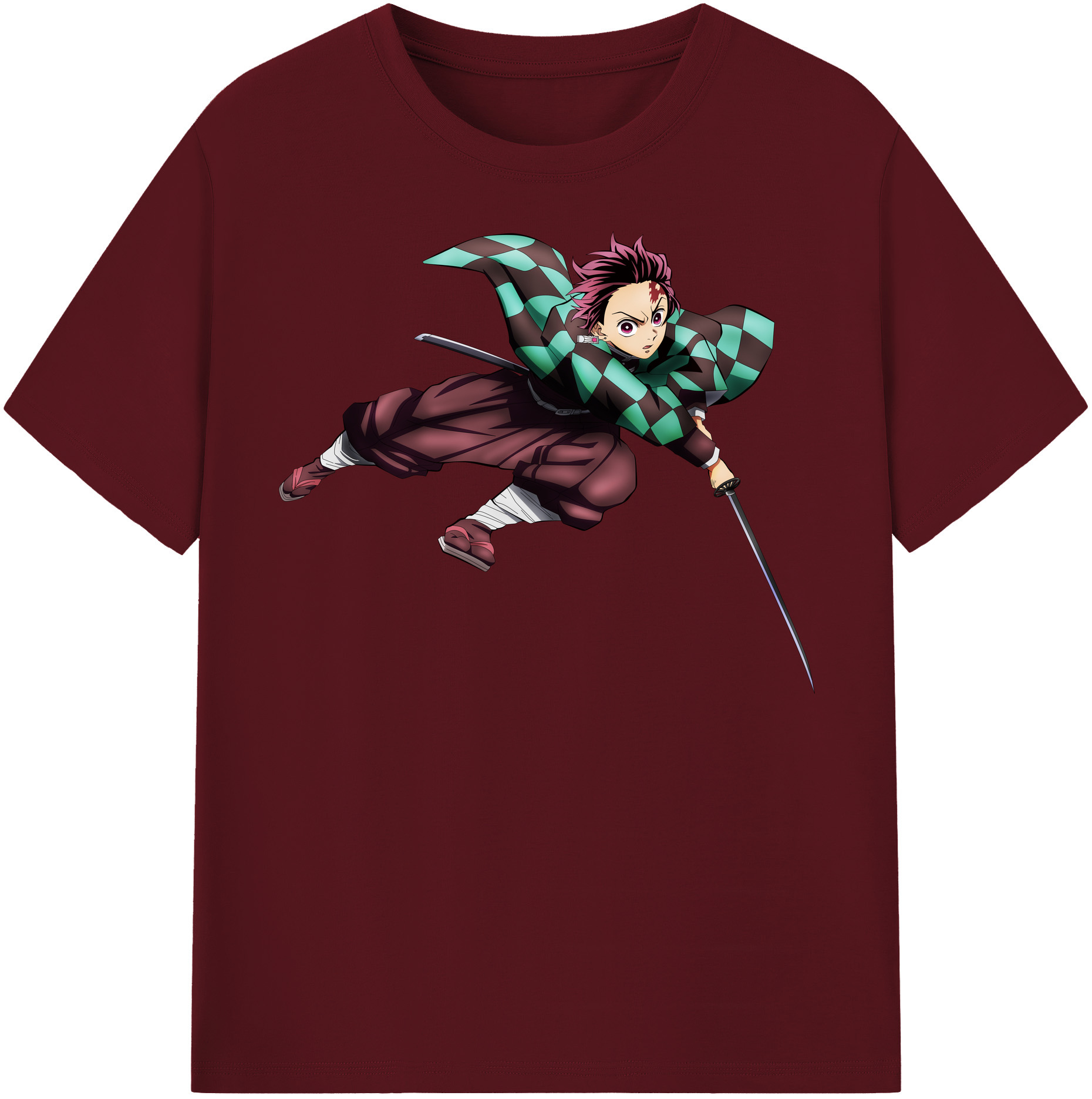（画像用） 鬼滅の刃 竈門 炭治郎／かまど たんじろう Kamado Tanjirou 綿100％半袖Tシャツ（フロントプリント）